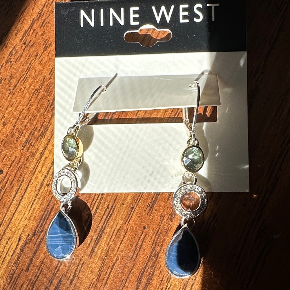 ✨Nine West Light Green and Blue Dangle Earrings